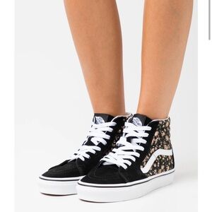 Women’s Vans Sk8-Hi Florida Rose flowers Dreams Black Skate Shoes‎ 5.5